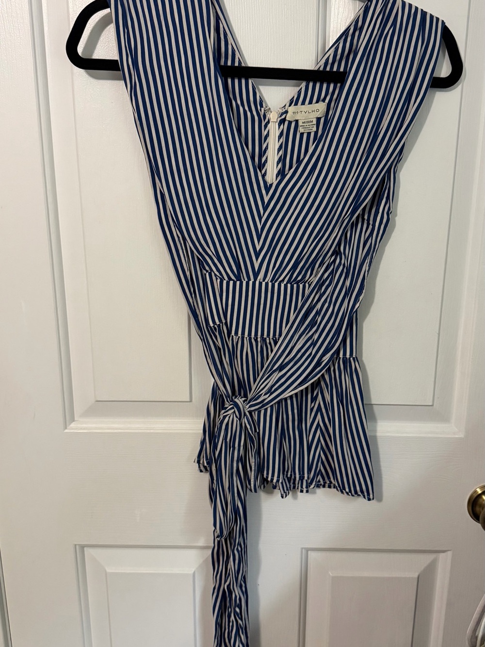 Navy and White Striped Tie-Waist Tank